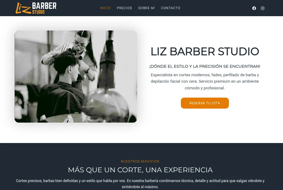 Captura de pantalla de Liz Barber Studio